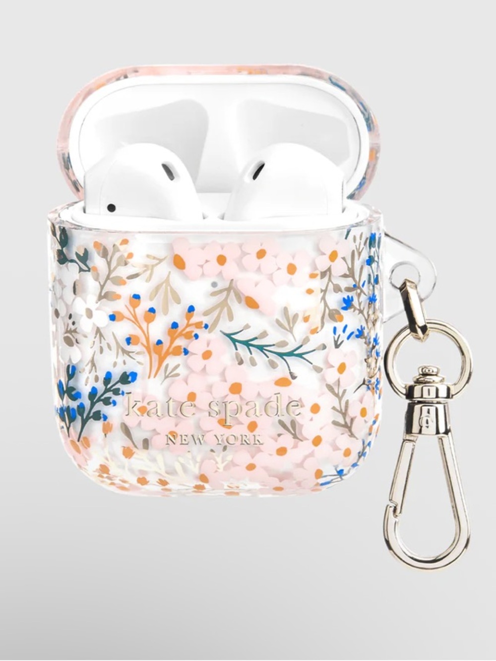 kate spade Floral Clear AirPods Case with Pink, Blue & Gold Accents